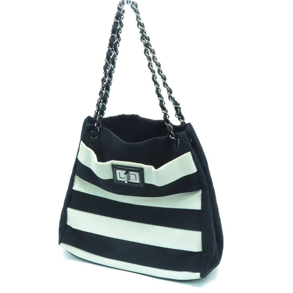 💎✨Beautiful✨💎 Chanel Black and White Striped Reissue Tote Shoulder Bag - Picture 3 of 12
